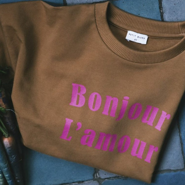 Sweater 'Bonjour L'amour' - Brown Sugar